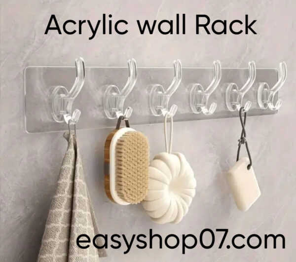Transparent Acrylic Wall Rack 6-Hook