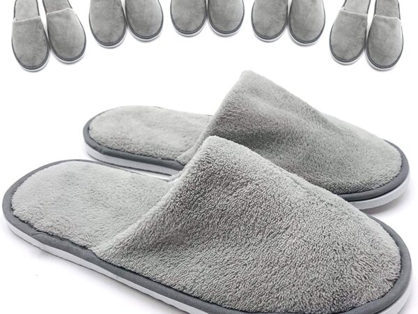Warm Spa Slippers-Closed Toe Non Slip Disposable Hotel Slippers for Wowens Men-Thick Soft Cotton Reusable House Slippers Fit for Guests,Bathroom,Bedroom,Travel,Home,Indoor
