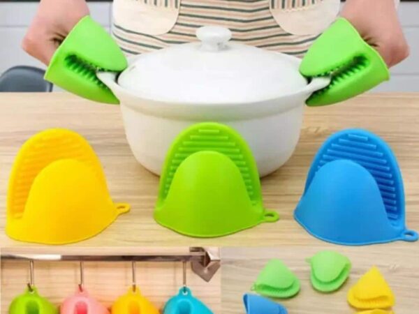 Silicone Heat Resistant Gloves Clips Insulation Non Stick Anti-slip Pot Bowel Holder Clip (Pair) ( Random color)