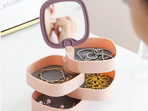 Rotatable 4 Layer Jewellery Organizer With Mirror