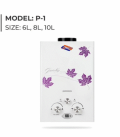 Bester Instant Water Heater 6 Liters Model P-1 with digital display and floral design – gas geyser available in Pakistan
