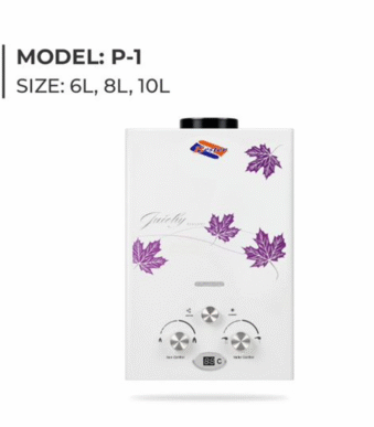 Bester Instant Water Heater 6 Liters Model P-1 with digital display and floral design – gas geyser available in Pakistan