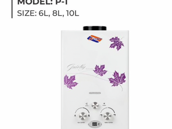Bester Instant Water Heater 6 Liters Model P-1 with digital display and floral design – gas geyser available in Pakistan